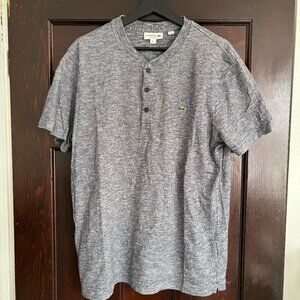 Lacoste heather Grey Henley T Shirt Size L